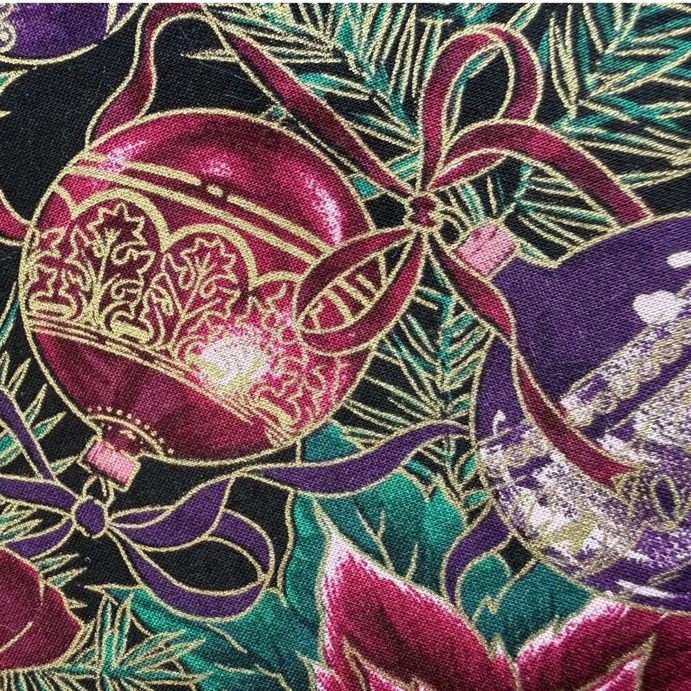 Vintage Christmas Poinsettia and Baubles Print Placemats Set of 6 Holiday Decor